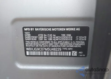 2021 BMW X1 xDrive28I z USA, uszkodzony, nr VIN WBXJG9C07M5U48229